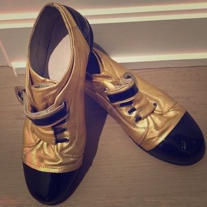 Gold tux shoes